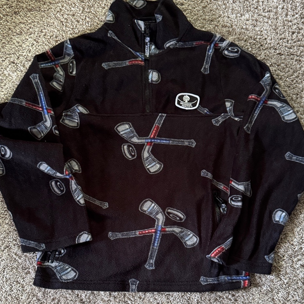 Kids Black Hockey Print Sweatshirt